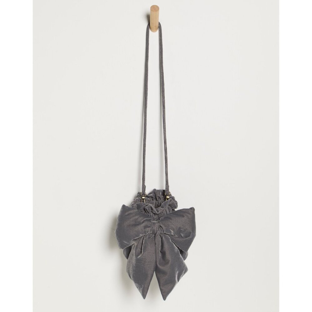 'copy' FREE PEOPLE Belle Velvet Bow Bag / Silver Blue - Picture 2 of 4